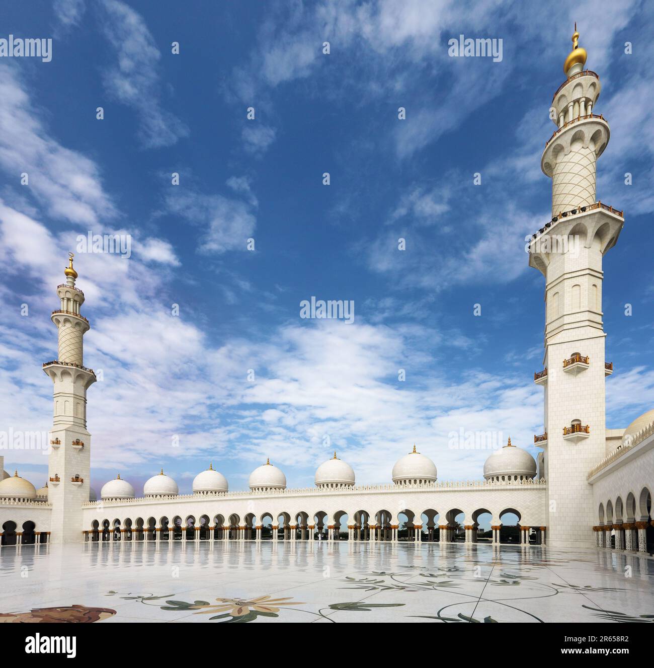 Grande mosquée Sheikh Zayed à Abu Dhabi, Émirats arabes Unis, Banque D'Images