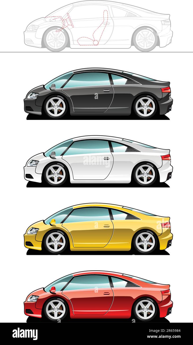 illustration vectorielle d'une voiture de sport. (Gradients simples uniquement - pas de maillage de gradient.) Illustration de Vecteur