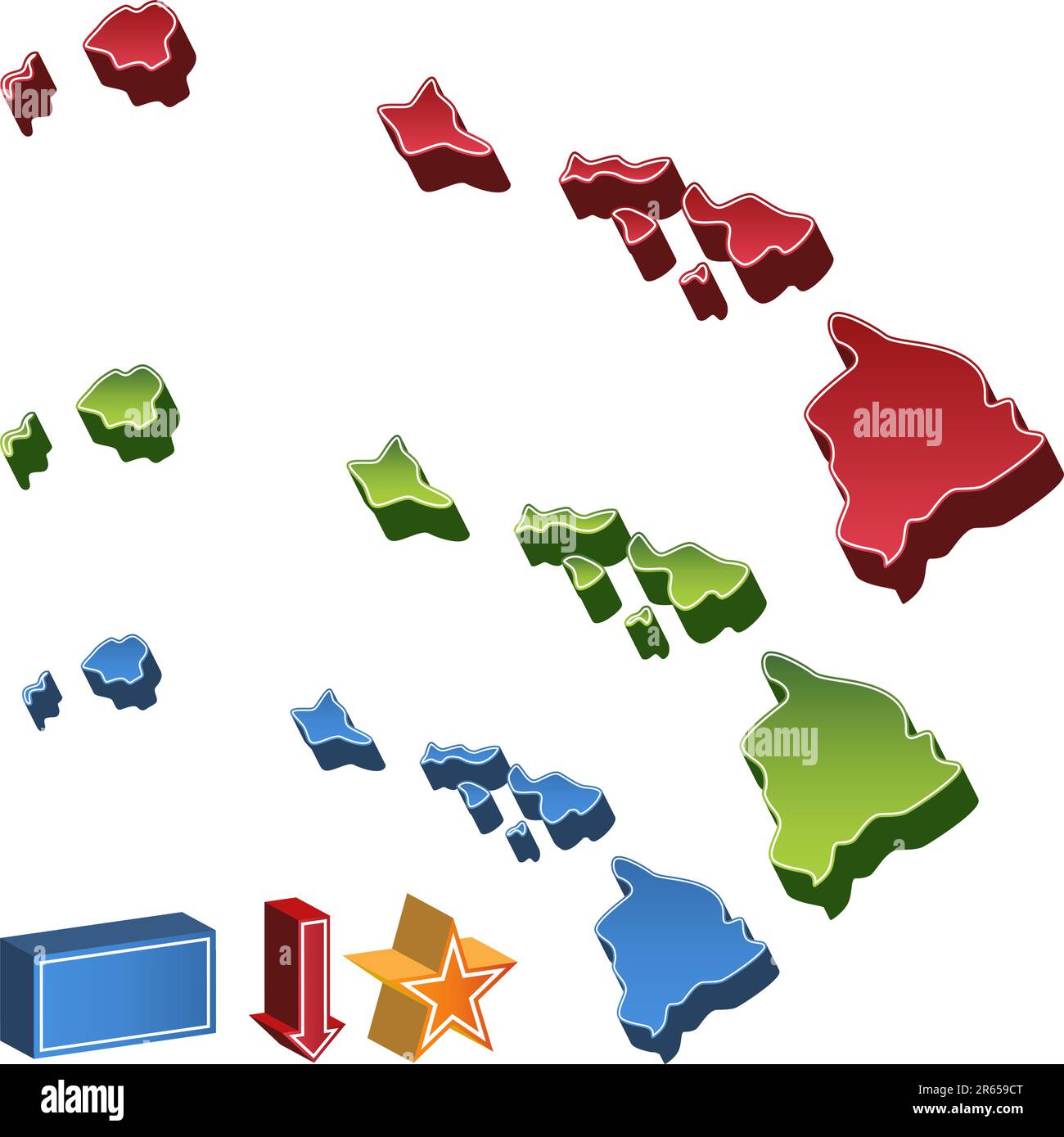 Une image de l'État d'Hawaï en 3D. Illustration de Vecteur