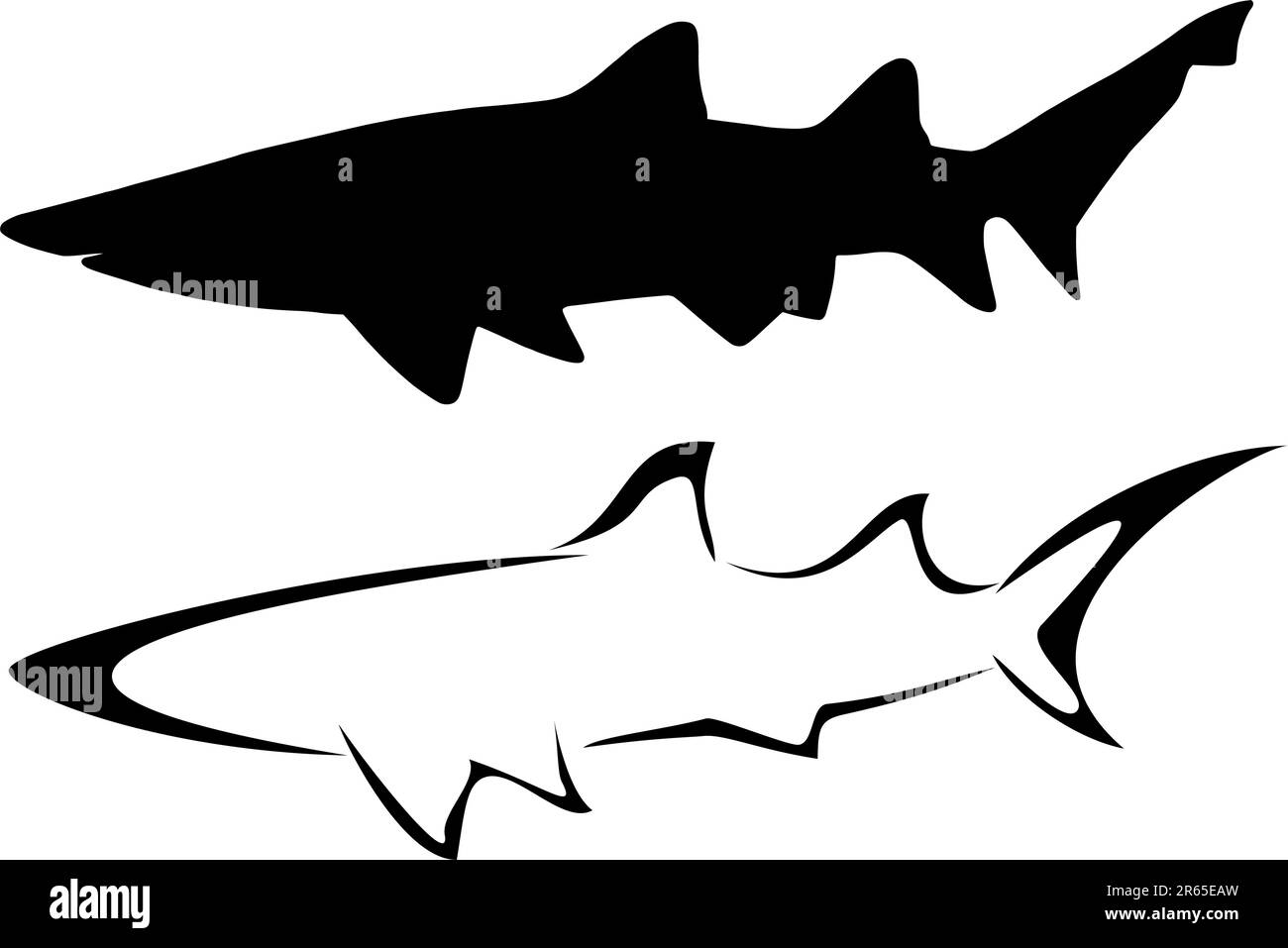 Set de Deux tatouages requin tribal Illustration de Vecteur