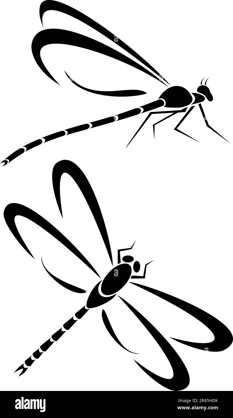 Deux tatouages tribaux libellule Illustration de Vecteur