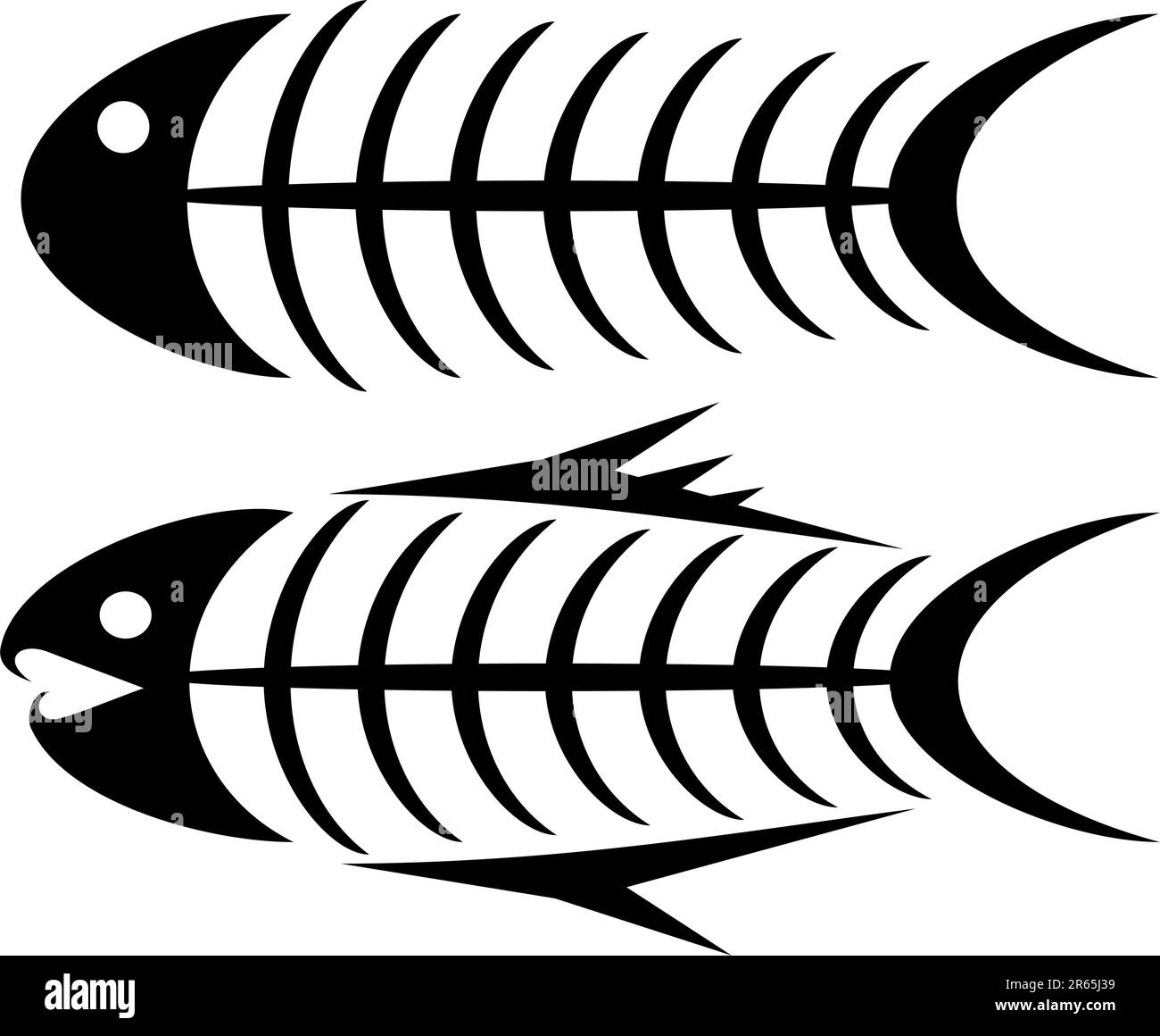 Ensemble de deux os de poissons Tribal tattoos Illustration de Vecteur