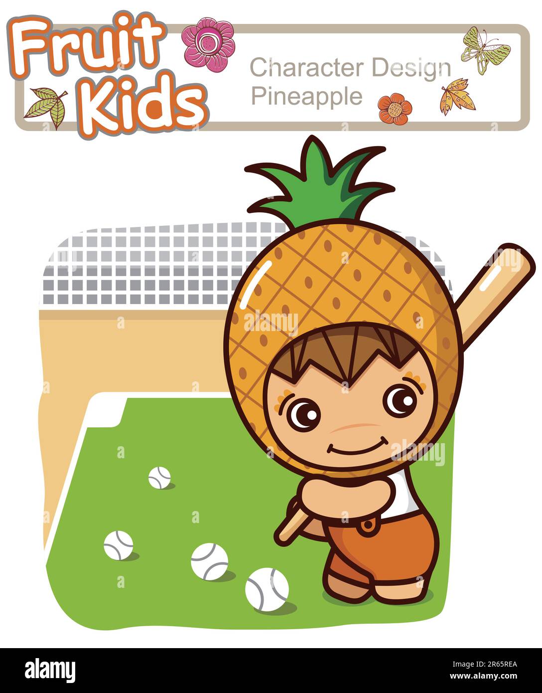 Enfant actif jouant au baseball. Illustration de Vecteur
