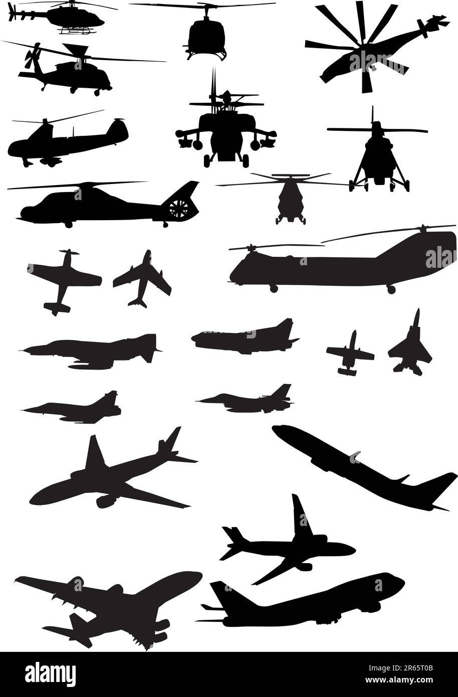 assortiment de silhouettes hélicoptère et avion en noir Illustration de Vecteur assortiment de silhouettes hélicoptère et avion en noir Illustration de Vecteur