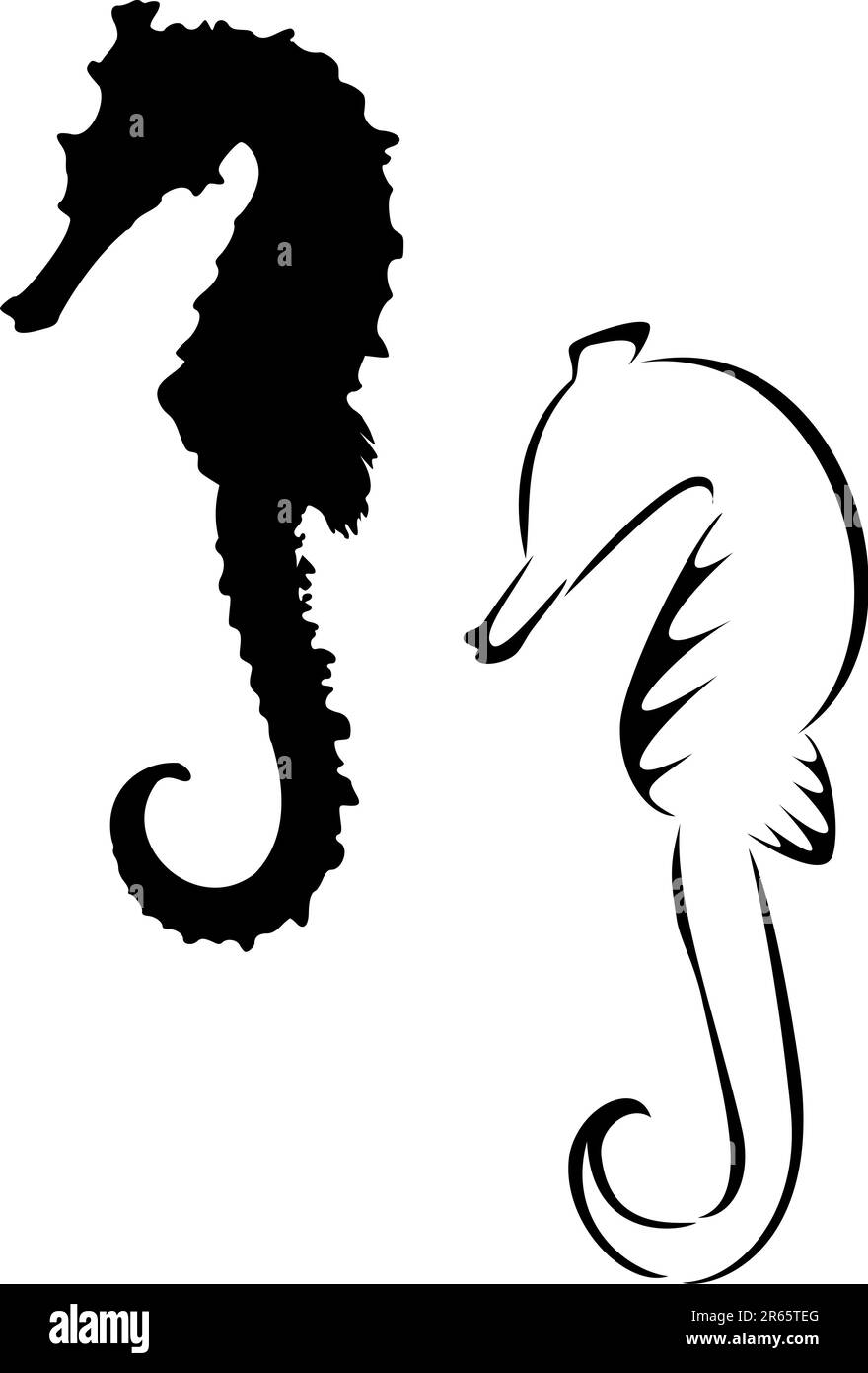 Set de Deux tatouages hippocampe tribal Illustration de Vecteur
