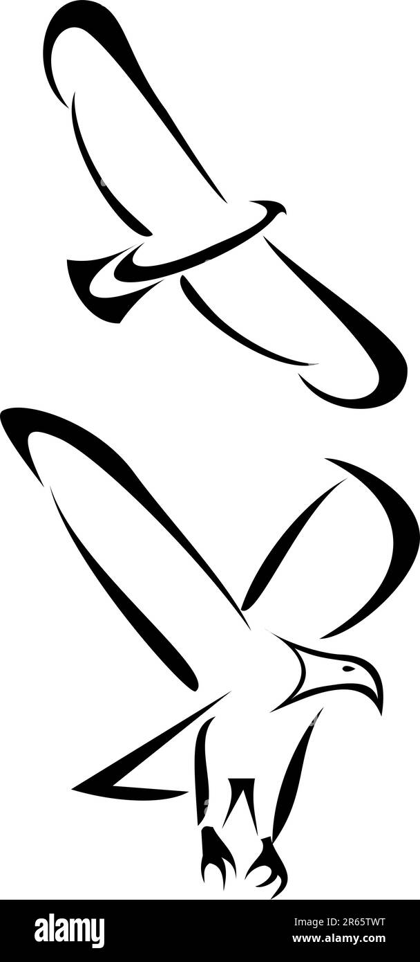 Set de Deux tatouages tribaux de pygargues à tête blanche Illustration de Vecteur