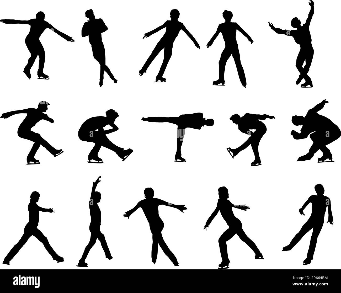 Figure skate homme silhouette définie pour l'utilisation de conception Illustration de Vecteur