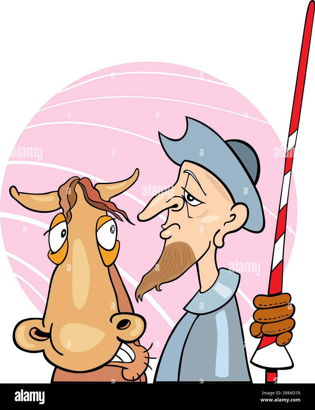 Illustration de Don Quichotte et son cheval Illustration de Vecteur