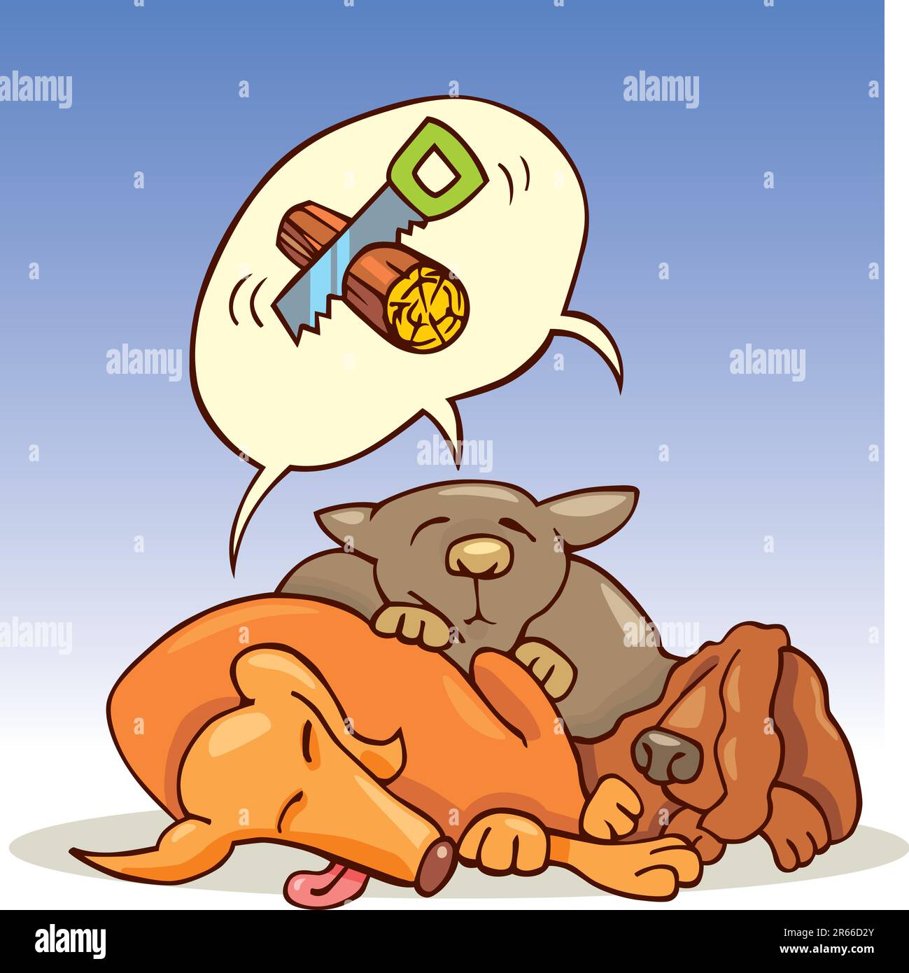 Cartoon illustration de trois chiens dormir Illustration de Vecteur