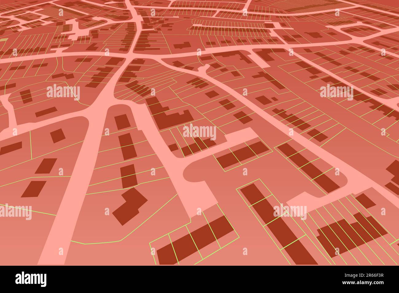 Vue oblique d'un vecteur modifiable carte logement dans une ville générique Illustration de Vecteur