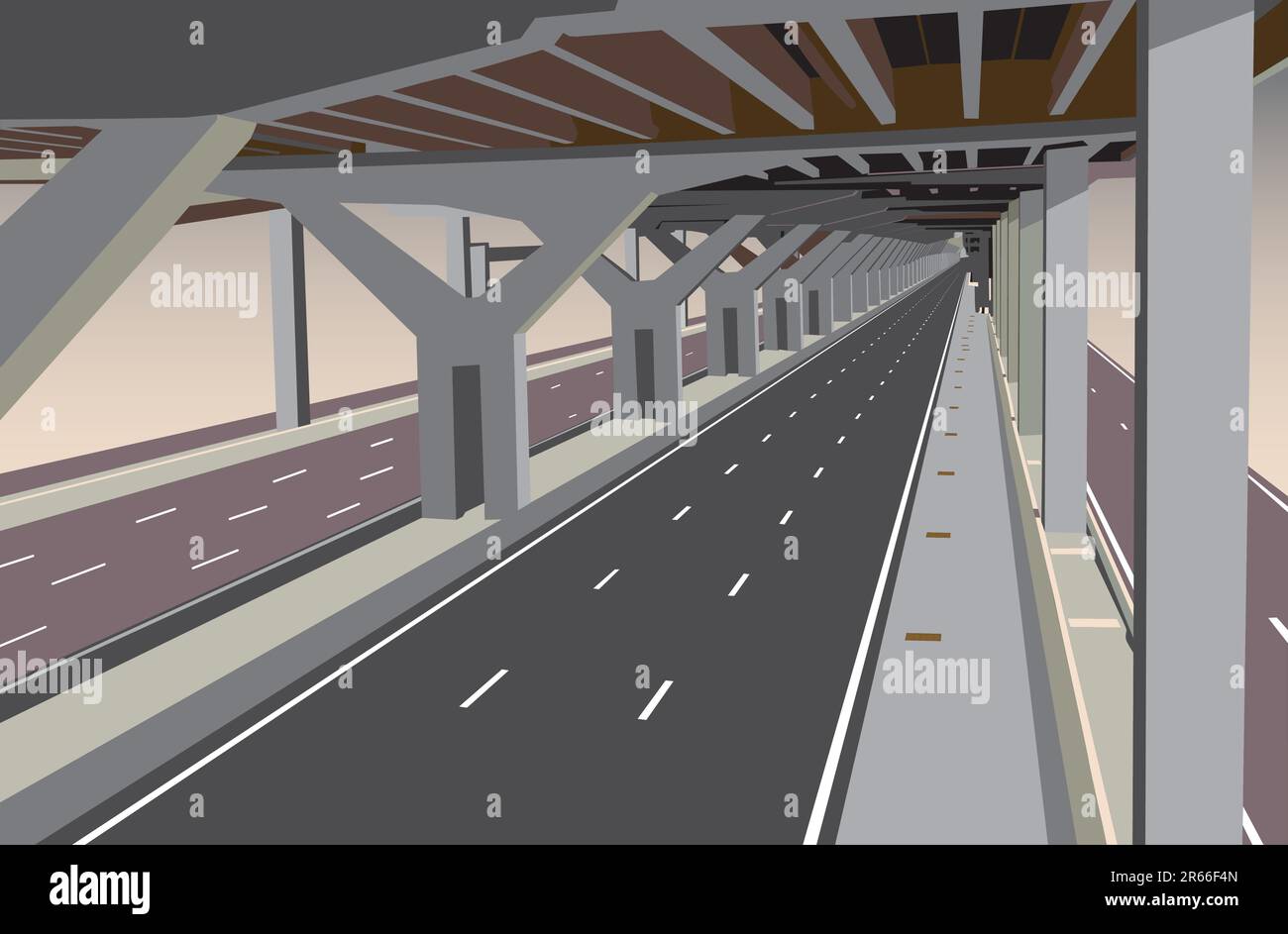 Vector illustration d'un niveau inférieur de l'autoroute carless Illustration de Vecteur