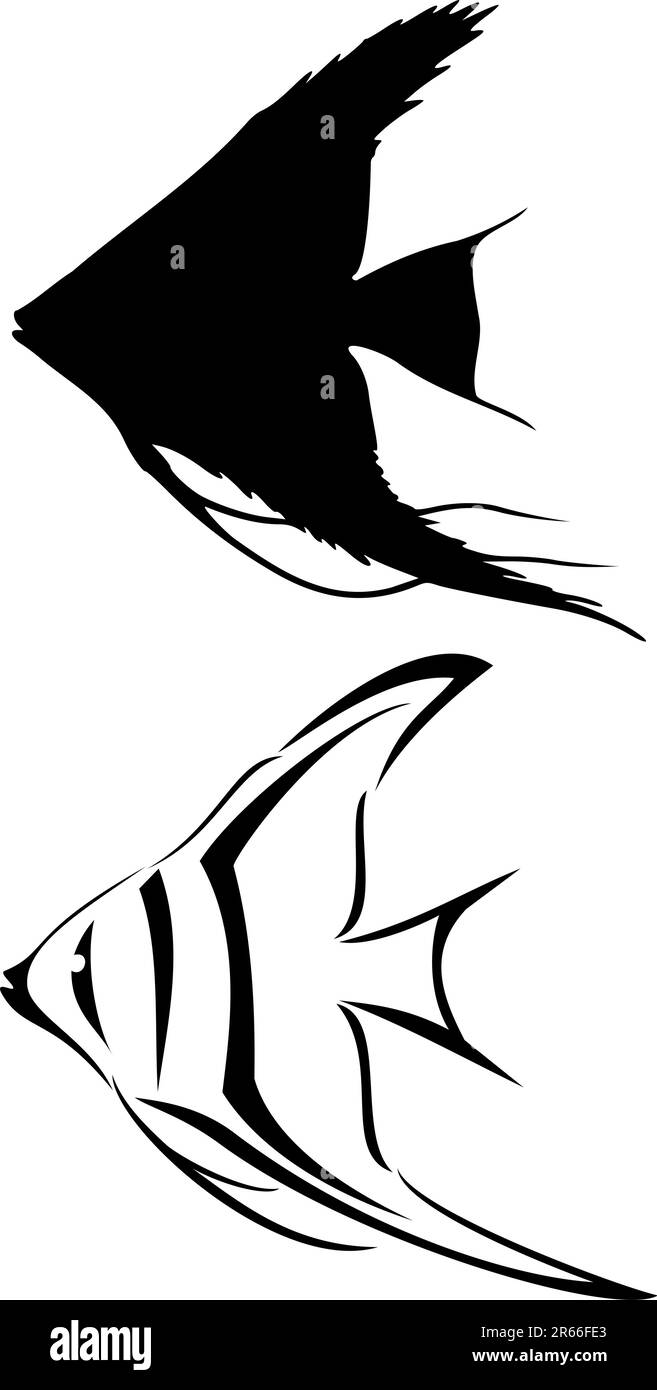 Un tatouage tribal noir poissons-anges Illustration de Vecteur