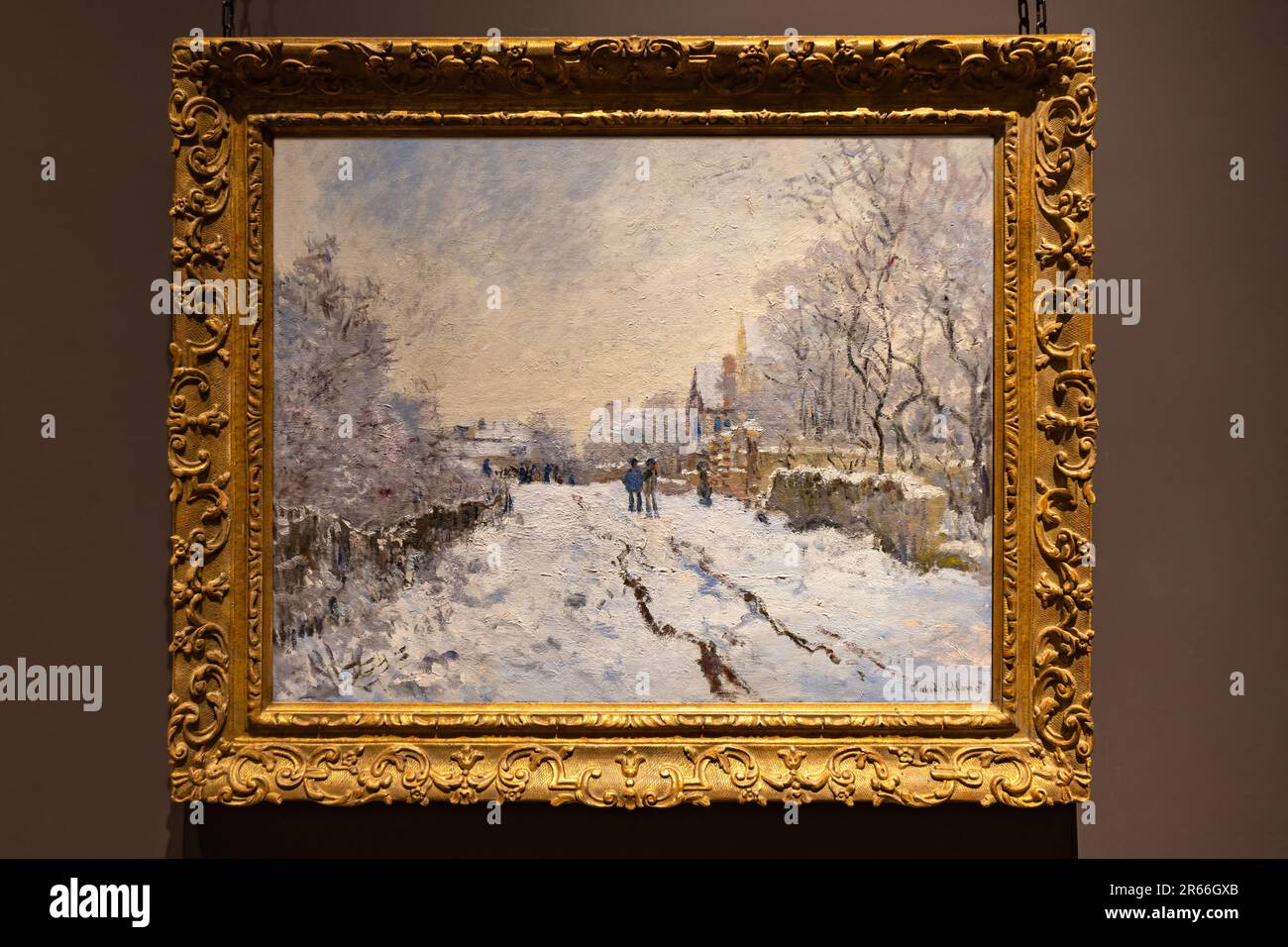 Scène de neige à Argenteuil, 1875 par le peintre français Claude Monet. Les fortes chutes de neige de l'hiver 1874-5 ont incité Monet à peindre le paysage. Banque D'Images