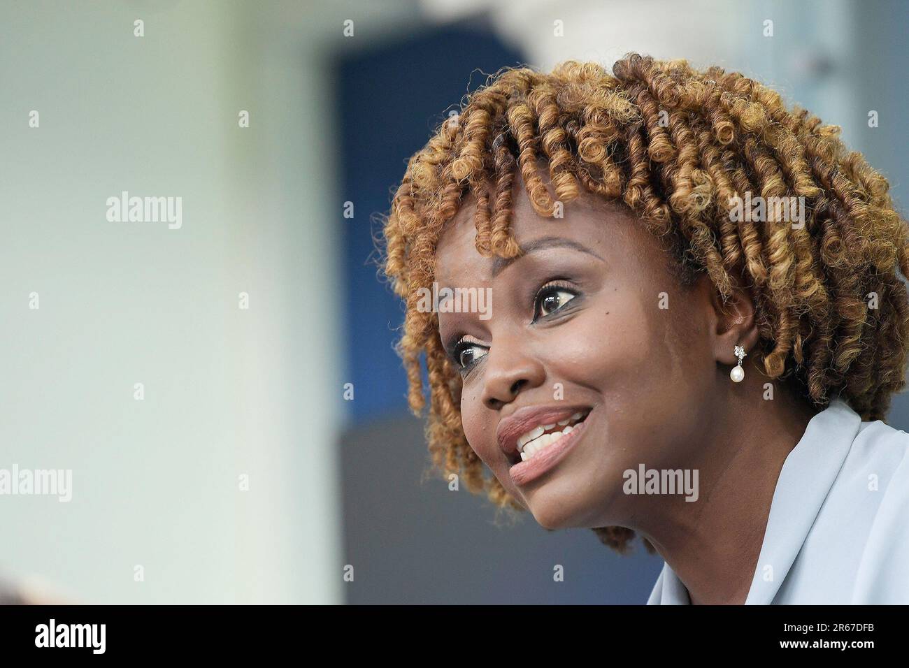 7 juin 2023, Washington, Distrique de Columbia, Etats-Unis: La secrétaire de presse DE la Maison Blanche KARINE JEAN PIERRE parle aujourd'hui lors d'une conférence de presse sur 07 juin 2023 à la salle Brady/Maison Blanche à Washington DC, Etats-Unis. (Credit image: © Lénine Nolly/ZUMA Press Wire) USAGE ÉDITORIAL SEULEMENT! Non destiné À un usage commercial ! Banque D'Images