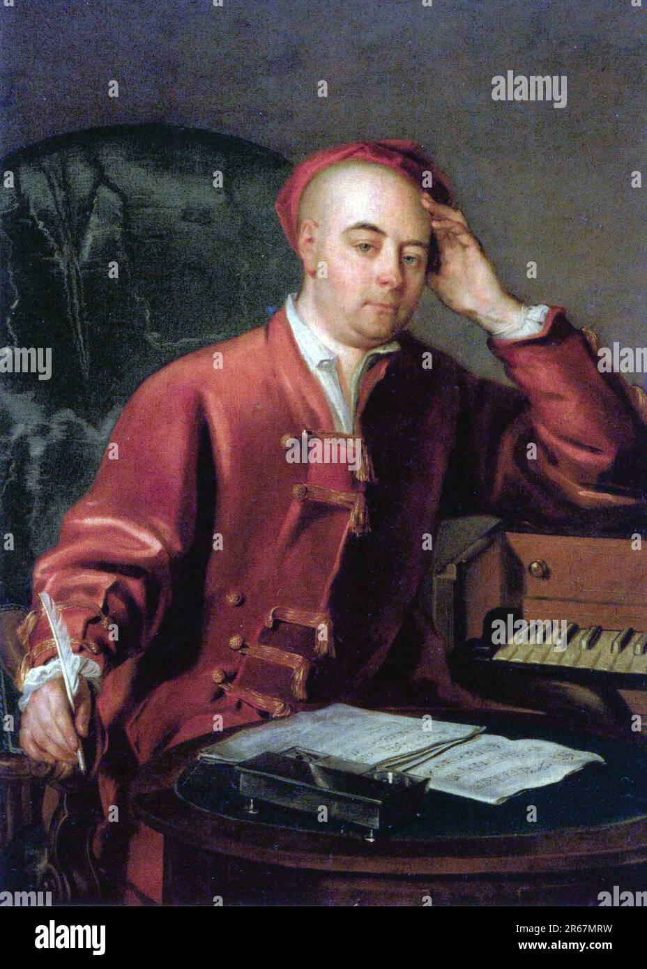 Handel, George Frideric Handel (1685 – 1759) compositeur baroque germano-britannique. Peinture de Philip Mercier (c. 1730) Banque D'Images