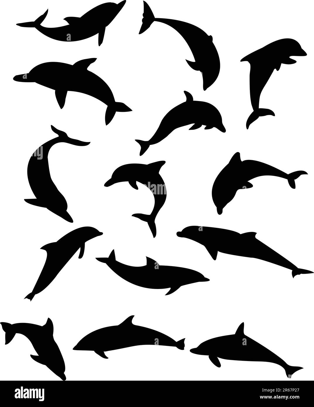 collection de dauphins silhouette vecteur Illustration de Vecteur