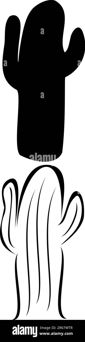 Un tattoo de cactus tribal noir Illustration de Vecteur