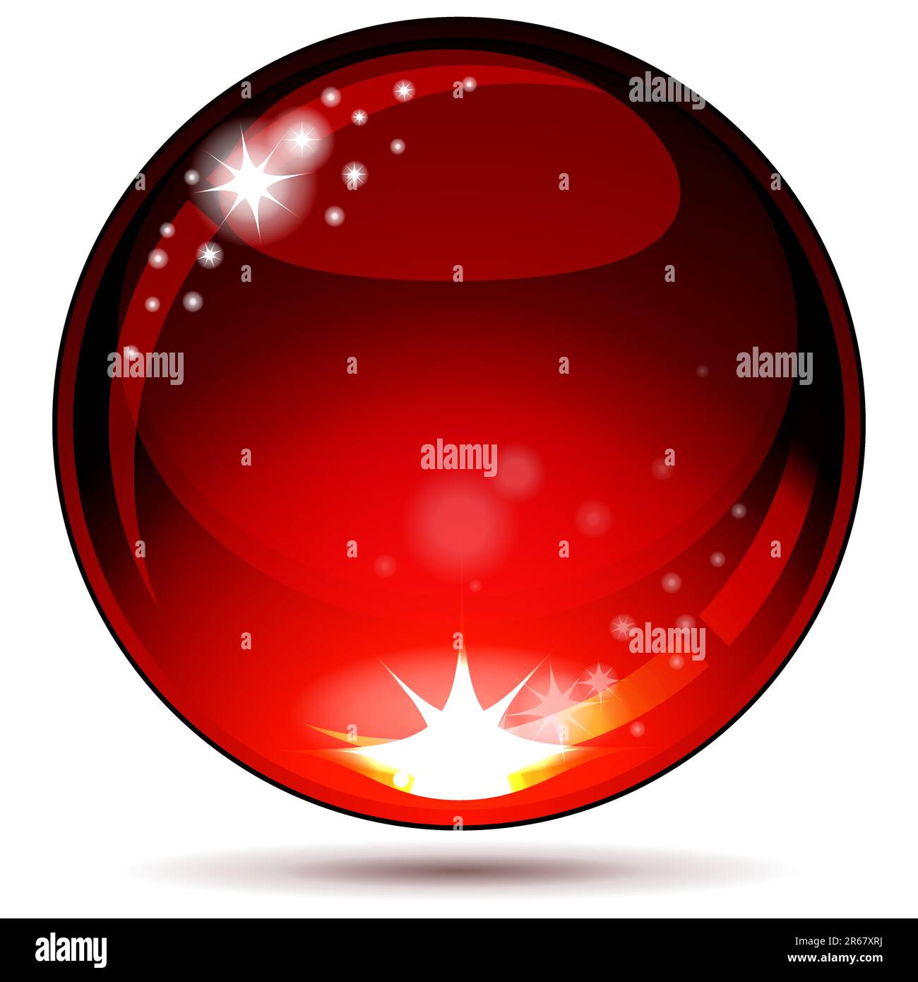 Sphère rouge brillante isolée sur blanc. Illustration de Vecteur