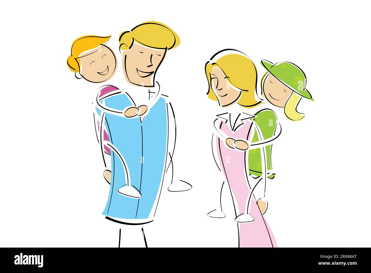 Illustration d'enfants sur piggy balade de leur parent Illustration de Vecteur