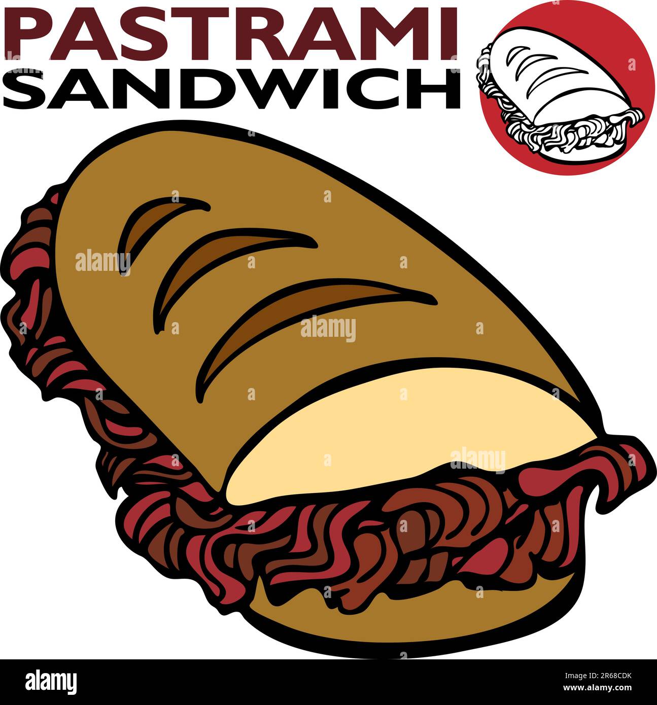 L'image d'un sandwich au pastrami. Illustration de Vecteur