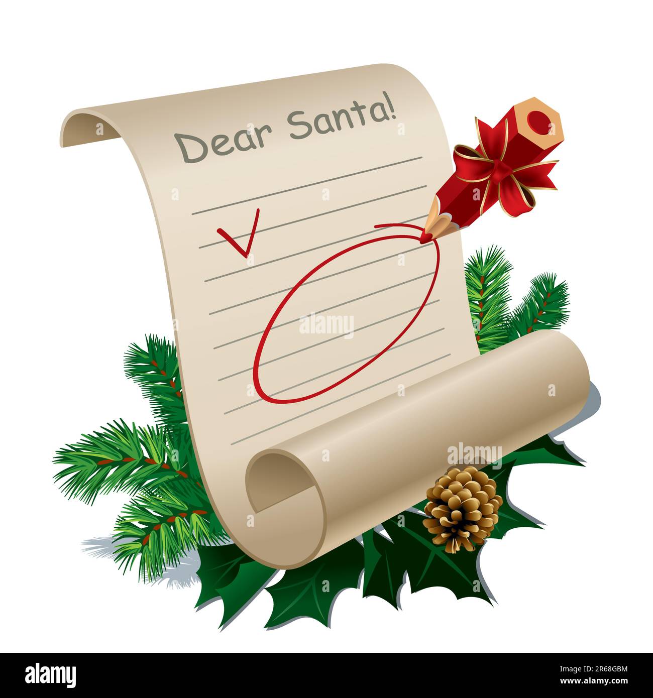 Lettre au Père Noël avec lignes directrices vierges. Illustration vectorielle Illustration de Vecteur