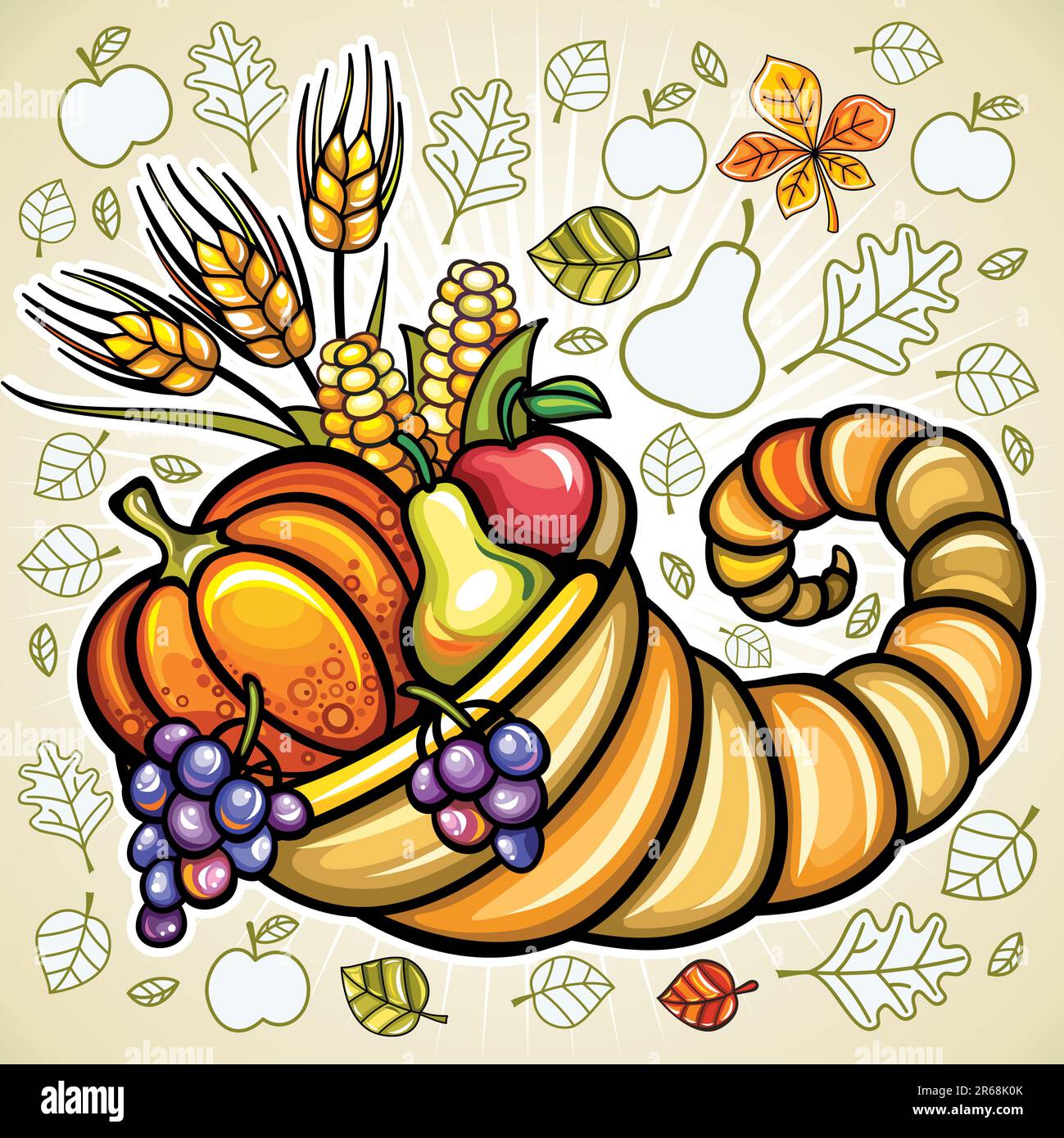 Thème de Thanksgiving: Récolte cornucopia Illustration de Vecteur
