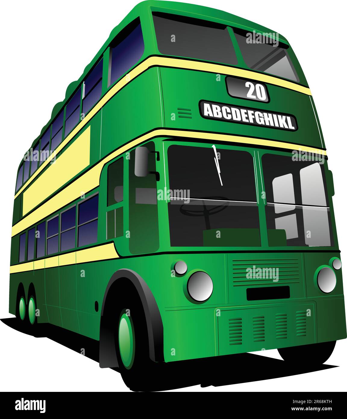 Eps 10 Vintage green bus illustration, isolé sur blanc. Vector Illustration de Vecteur