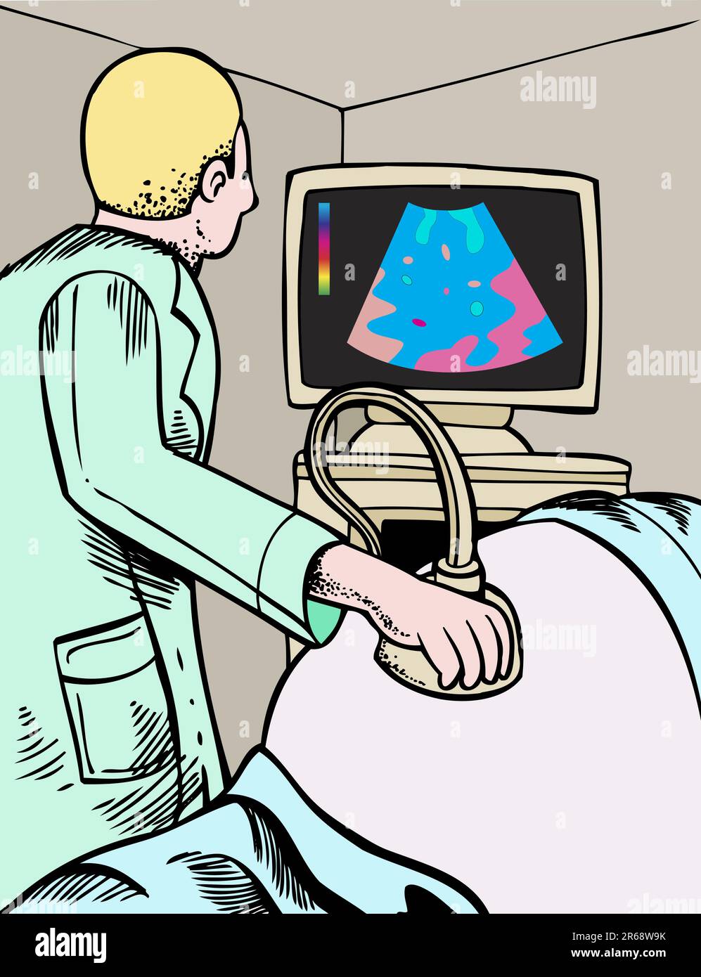 Le médecin examine le fœtus d'une mère expectative. Illustration de Vecteur