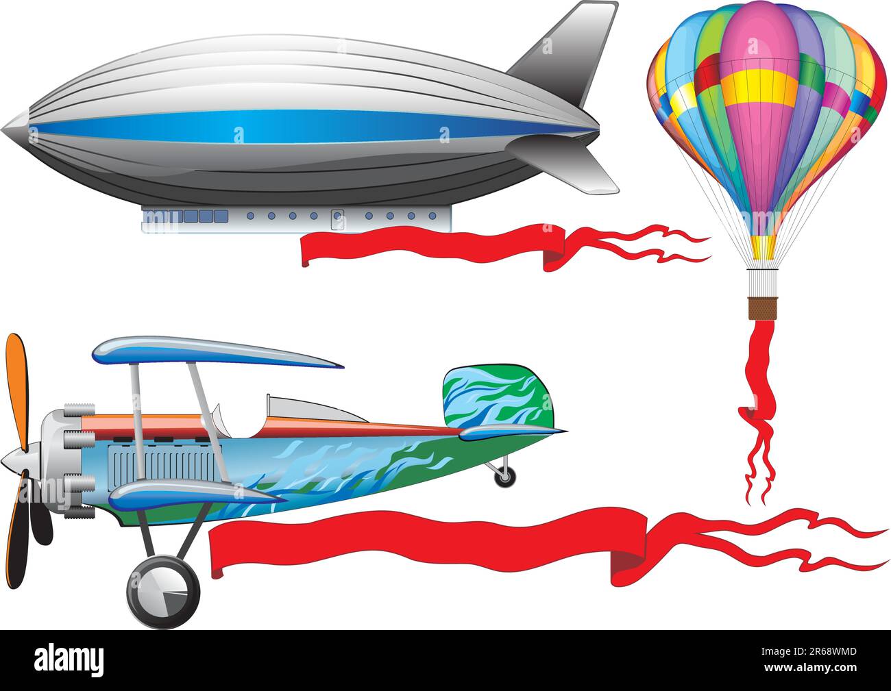 Un vieil avion, un ballon et un avion. Illustration vectorielle Illustration de Vecteur
