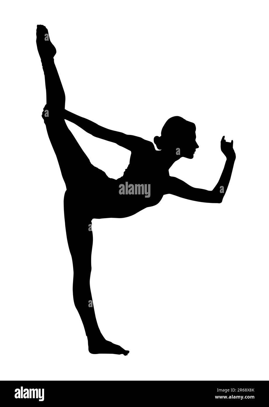 Silhouette de gymnaste professionnel s'exerçant sur fond blanc Banque D'Images