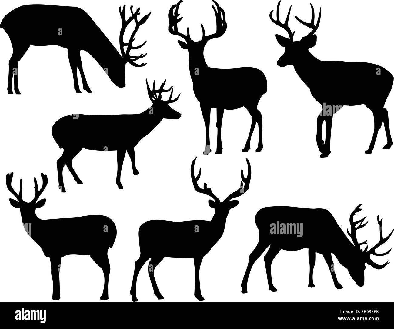 collection de silhouettes deers - vector Illustration de Vecteur