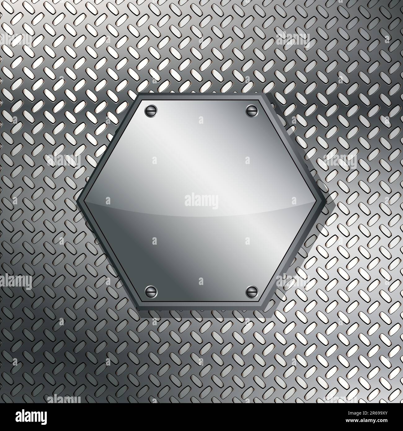 Texture métallique cannelée avec étiquette hexagonale. Illustration vectorielle Illustration de Vecteur