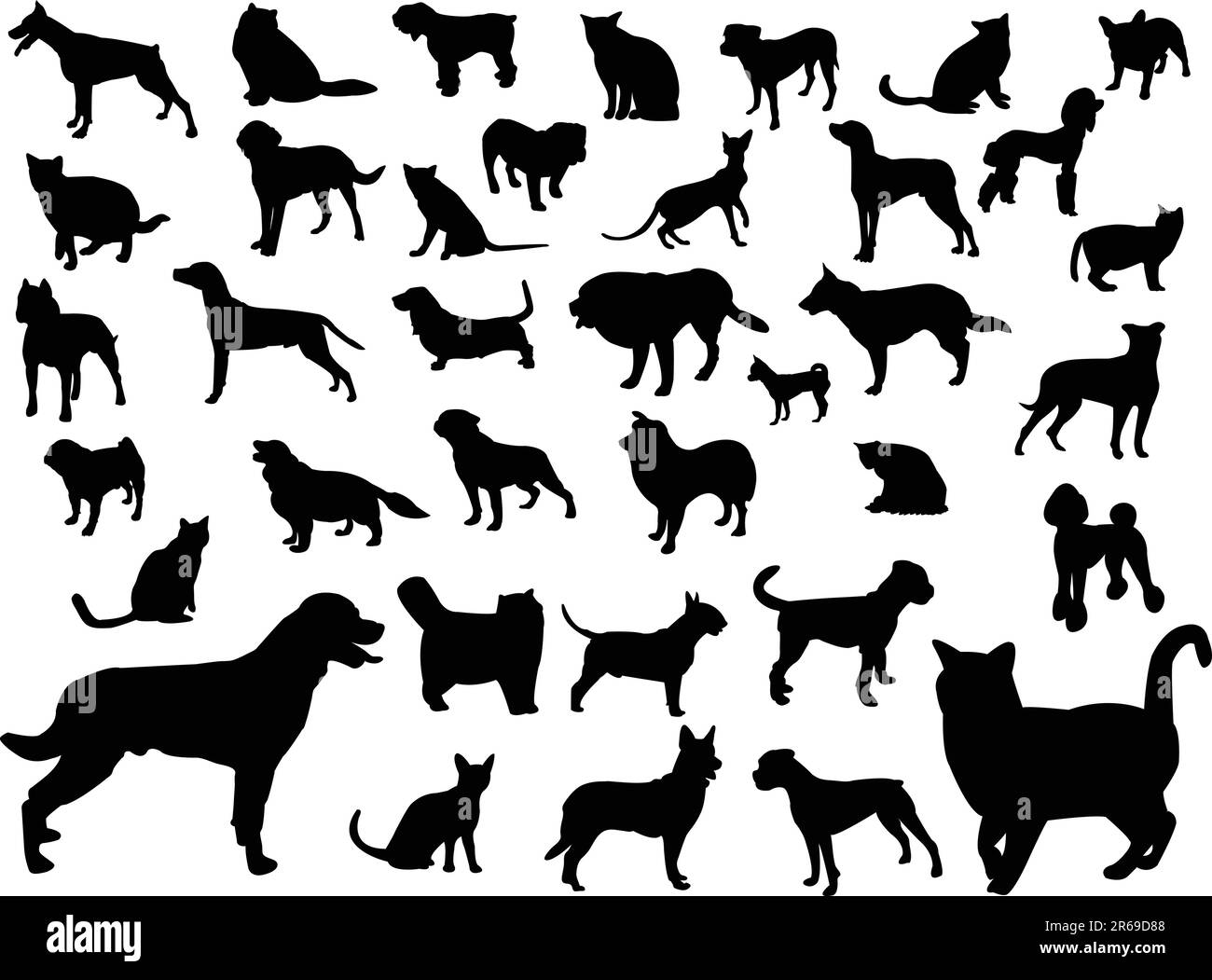 collection silhouette chiens et chats - vector Illustration de Vecteur