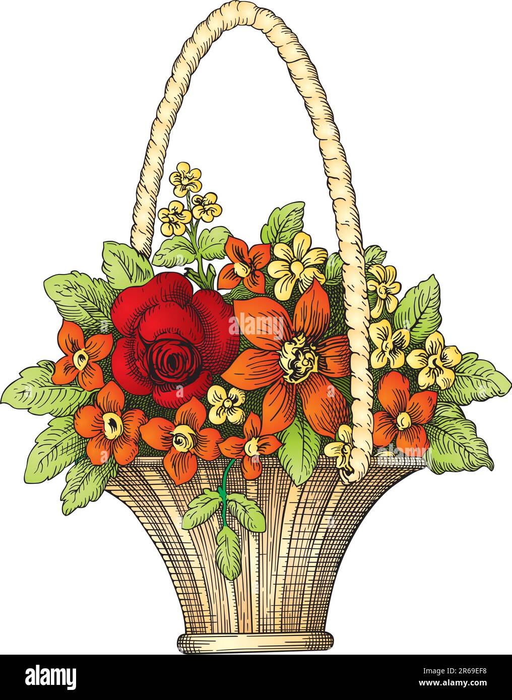 Panier à fleurs vectorielles Illustration de Vecteur