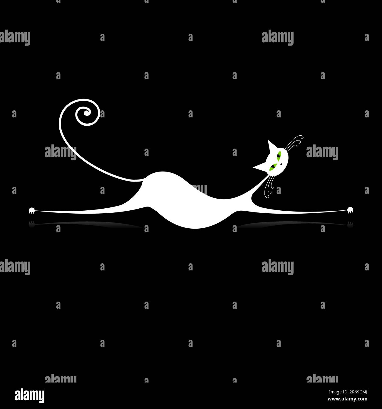 Chat blanc gracieuse silhouette pour votre conception Illustration de Vecteur