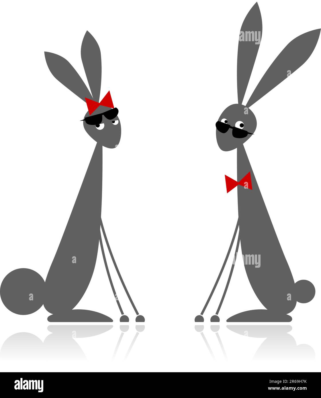 Couple de lapins, silhouette noire pour votre conception Illustration de Vecteur
