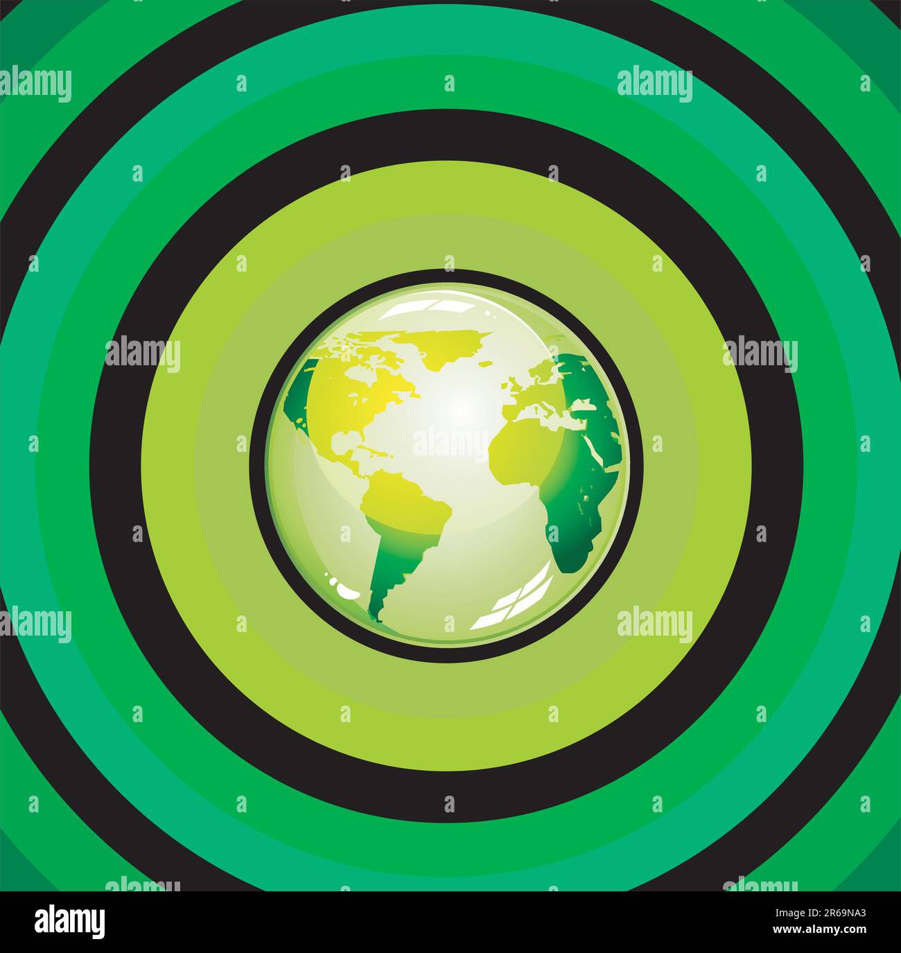 Cercles verts avec une icône monde brillant Illustration de Vecteur