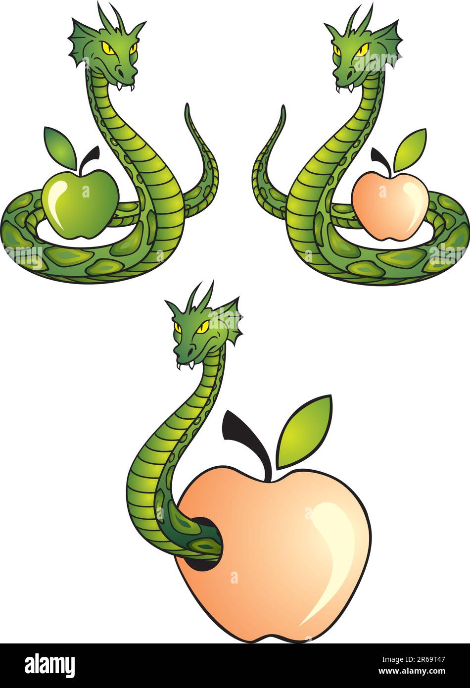 Serpent et vecteur de pomme Illustration de Vecteur