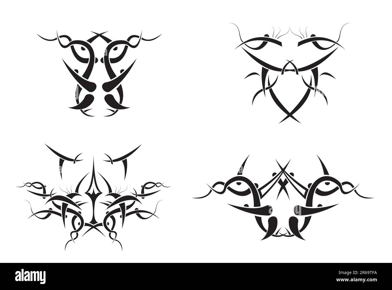 Motif tatouage tribal éléments noir et blanc Illustration de Vecteur