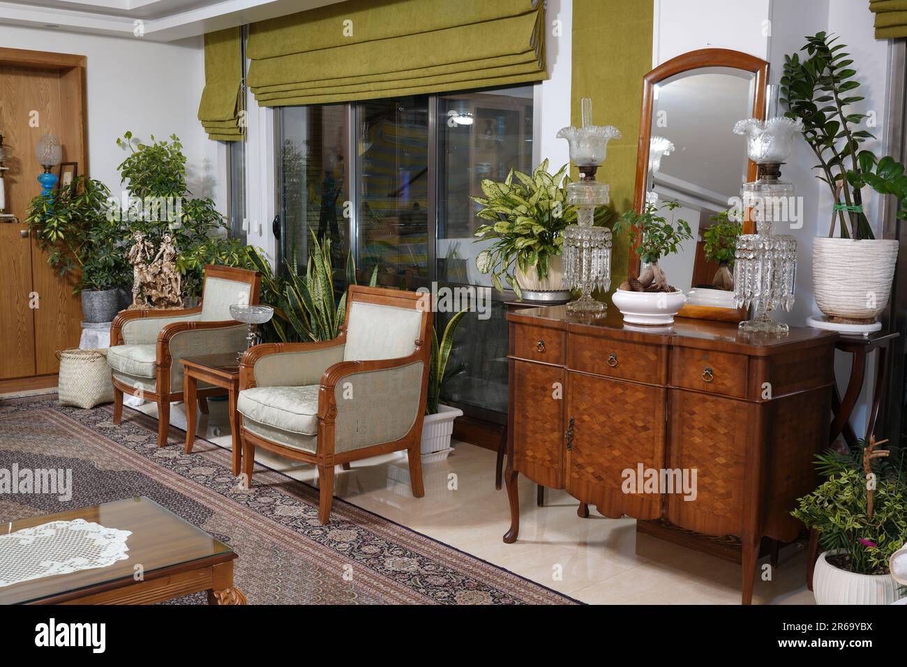 Décoration maison avec plantes et vieux appareils Banque D'Images