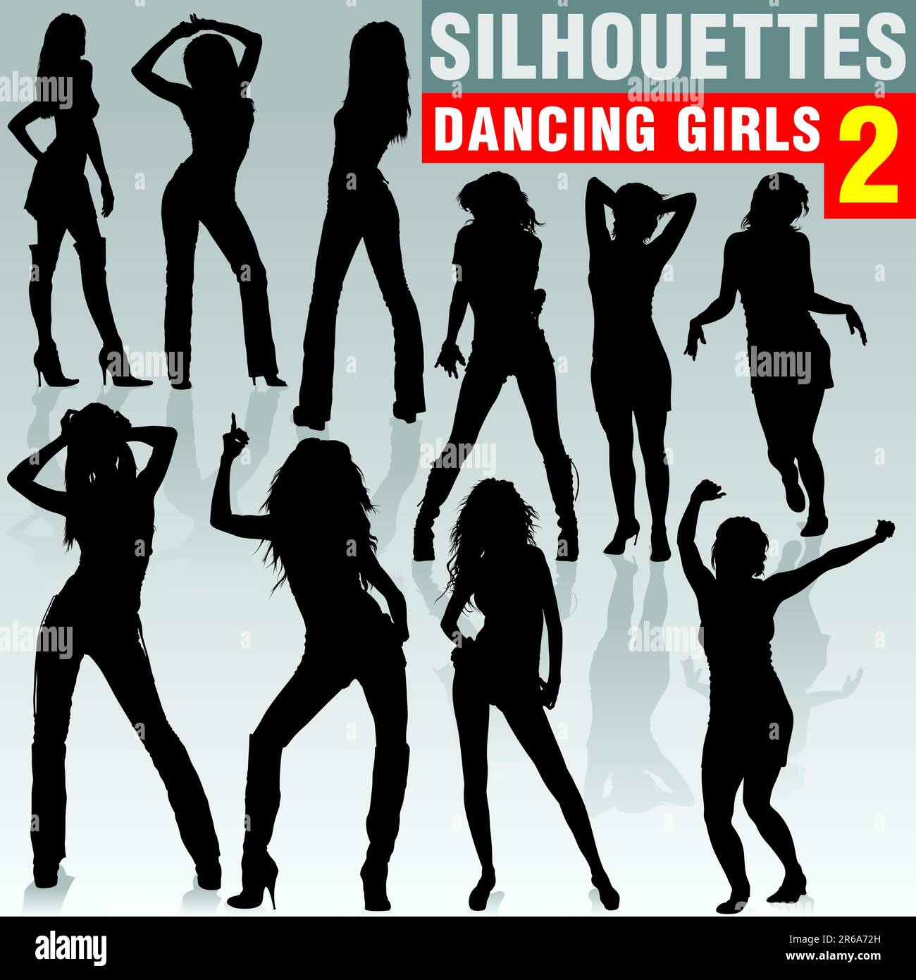 Silhouettes Dancing Girls 02 - illustrations hautes en noir et blanc. Illustration de Vecteur
