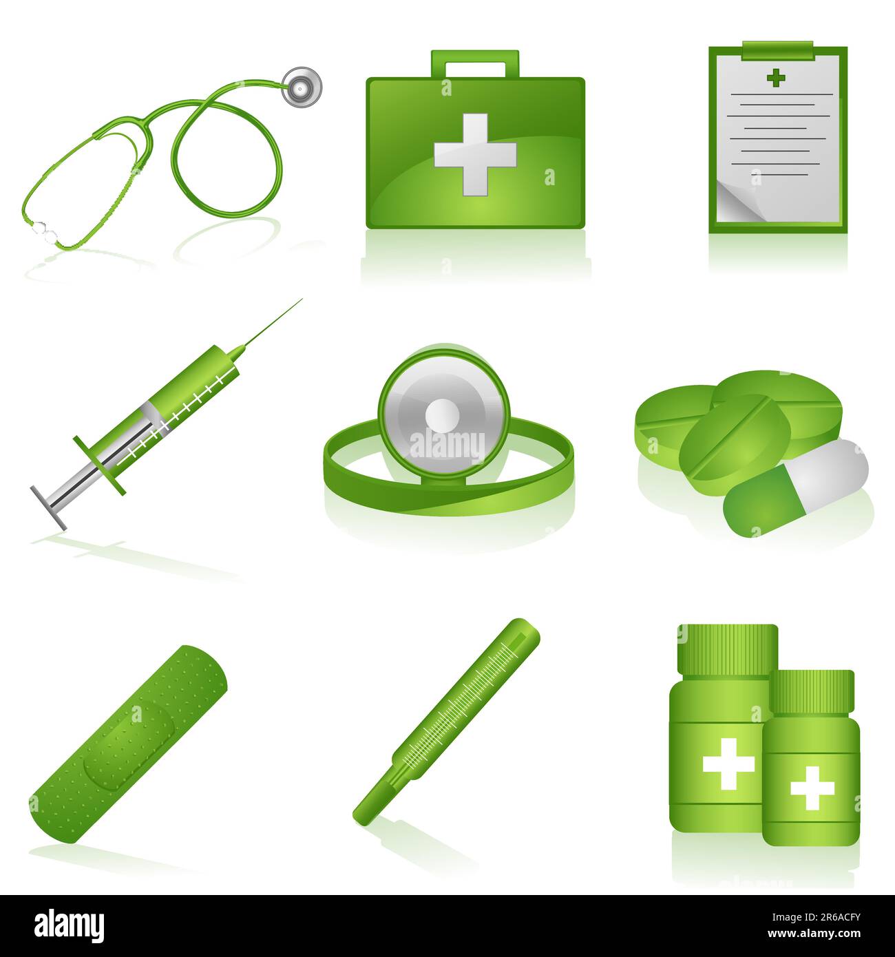 Illustration de l'ensemble d'icônes médicale sur fond isolé Illustration de Vecteur