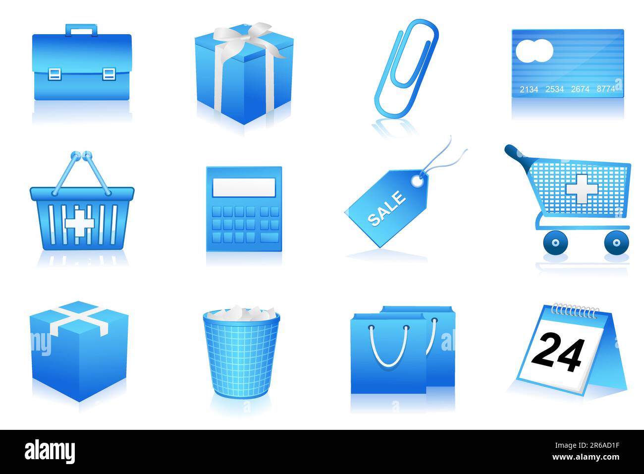 Illustration de l'ensemble des icônes de bureau et commercial sur fond isolé Illustration de Vecteur
