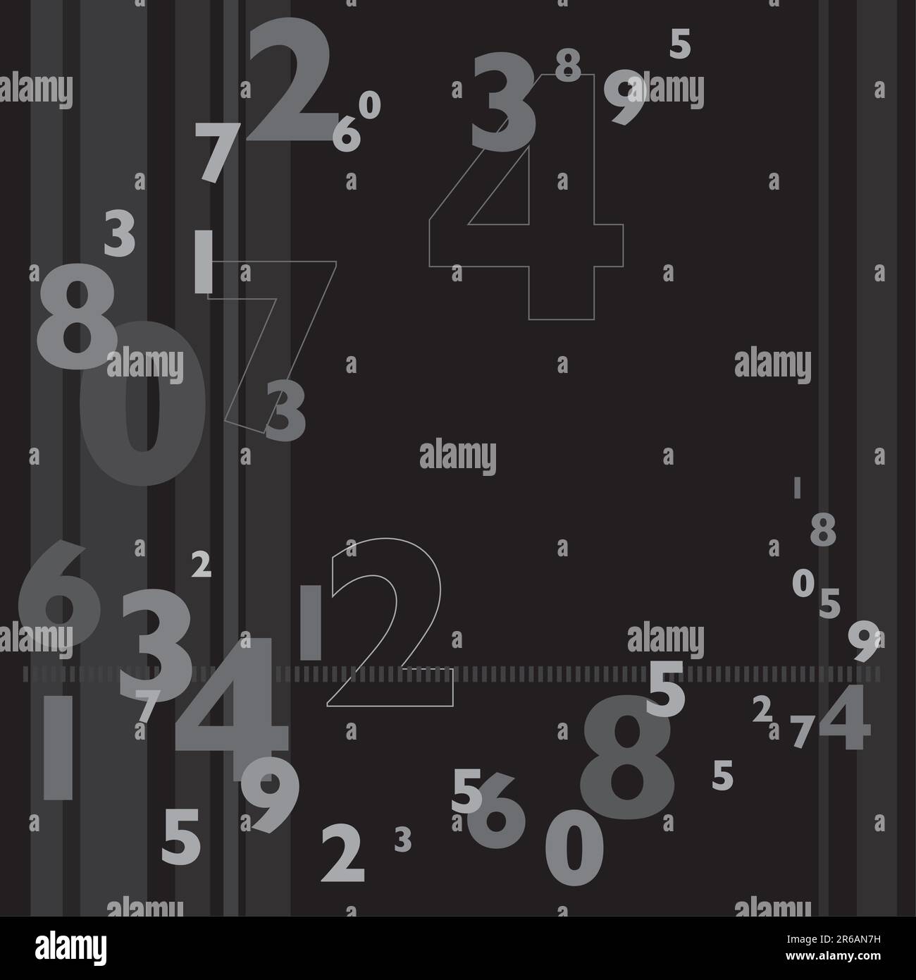 Nombres aléatoires de différentes tailles en échelle de gris Illustration de Vecteur