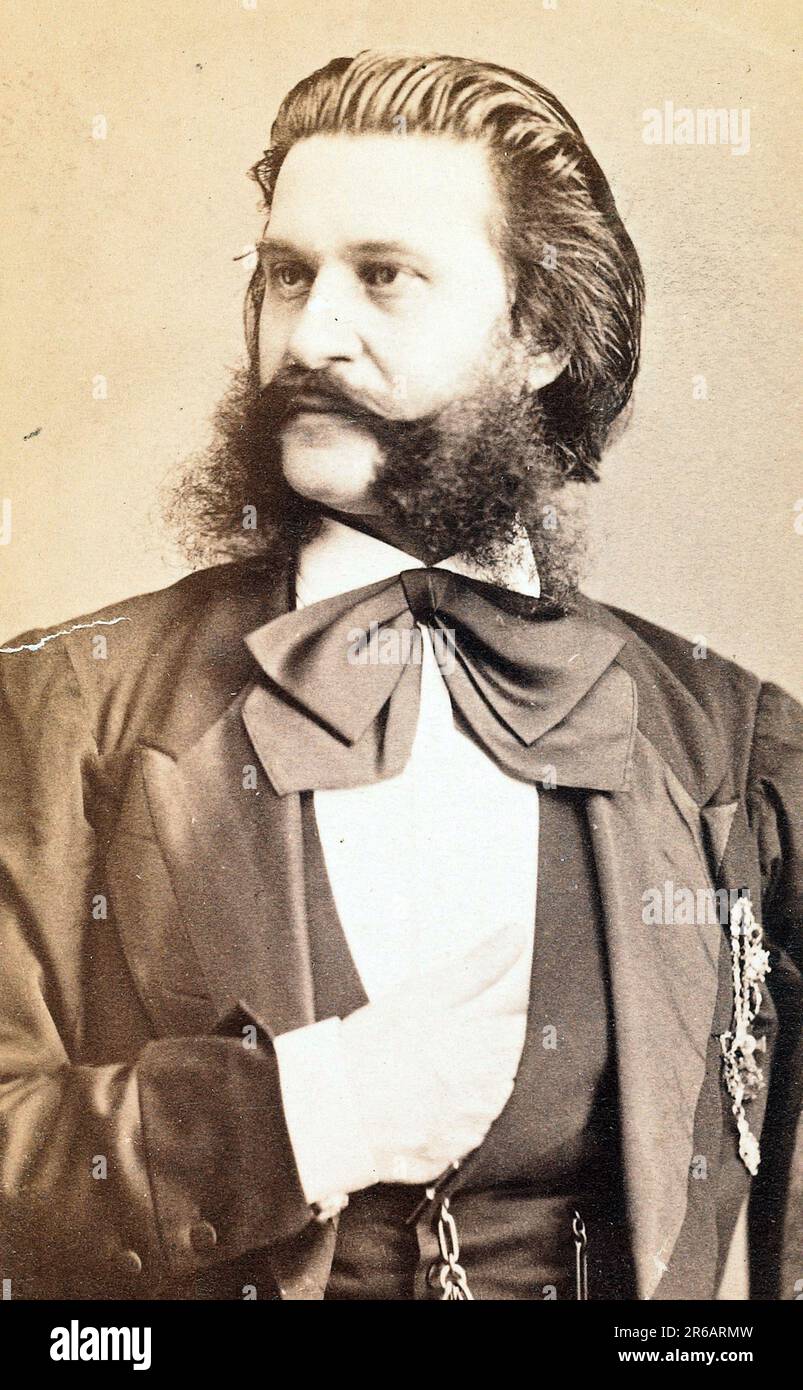 Johann Baptist Strauss II (25. Oktober 1825 - 3. Juni 1899), auch bekannt als Johann Strauss jr. Der Jüngere oder Sohn, war ein österreichischer Komponist von Unterhaltungsmusik, insbesondere von Tanzmusik und Operetten, ein Geiger, Historisch, digital restaurierte Reproduktion von einer Vorlage aus dem 19. Jahrhundert / Johann Baptist Strauss II (25 octobre 1825 - 3 juin 1899), également connu sous le nom de Johann Strauss Jr. Le plus jeune ou le fils, était un compositeur autrichien de musique légère, en particulier de la musique de danse et des opérettes, ainsi qu'une reproduction violoniste, historique, restaurée numériquement fr Banque D'Images