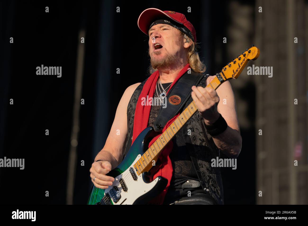 Bergen, Norvège. 07th juin 2023. Le groupe anglais de métaux lourds Iron Maiden joue un concert à Koengen à Bergen. Ici, le guitariste Adrian Smith est vu en direct sur scène. (Crédit photo : Gonzales photo/Alamy Live News Banque D'Images