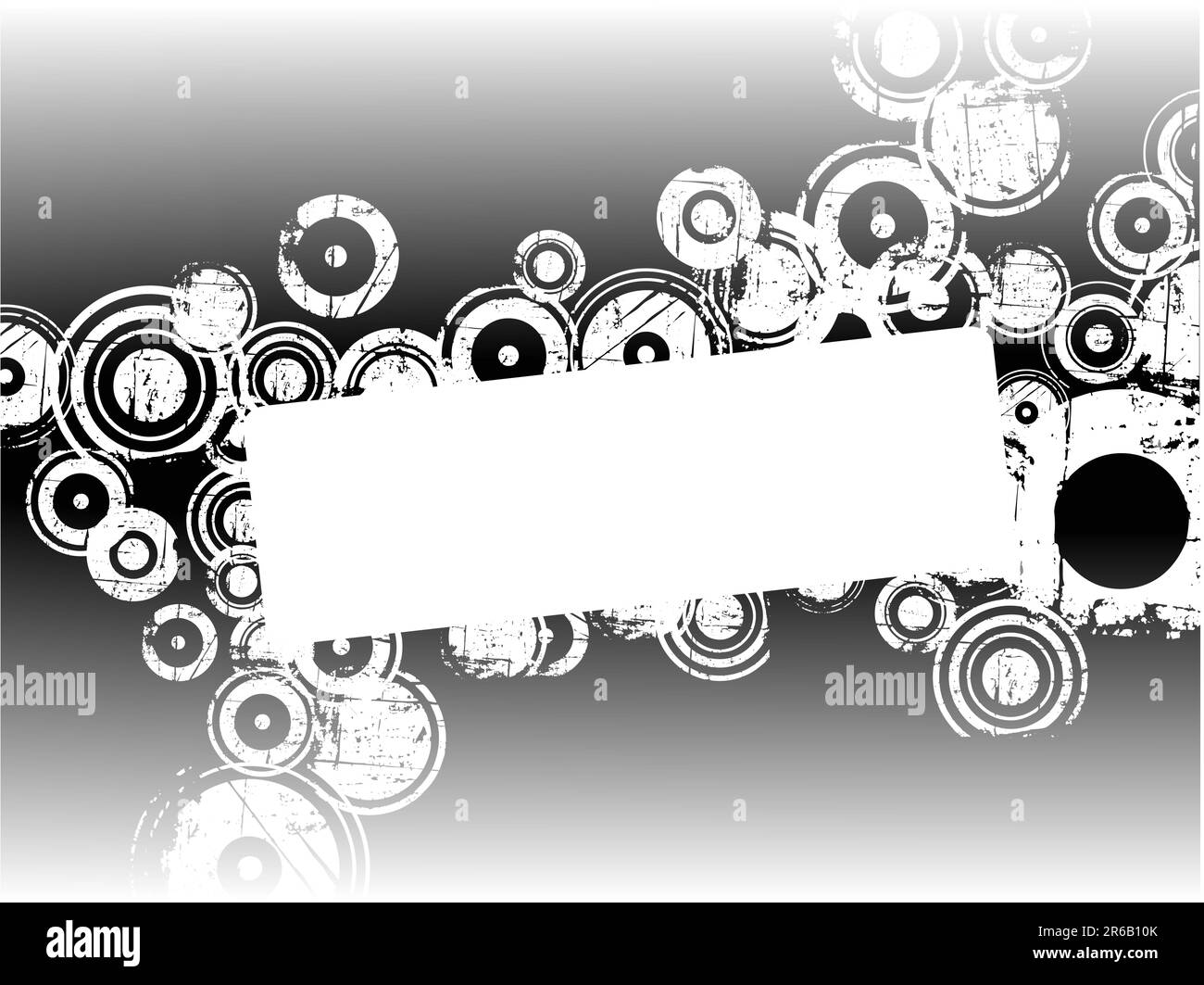 Cercles de Grunge blanc sur un arrière-plan noir en fondu avec espace de copie Illustration de Vecteur