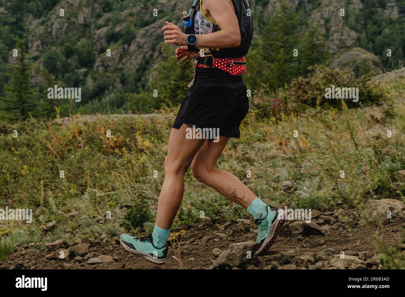 coureur de fond en montagne, course de marathon d'été Banque D'Images