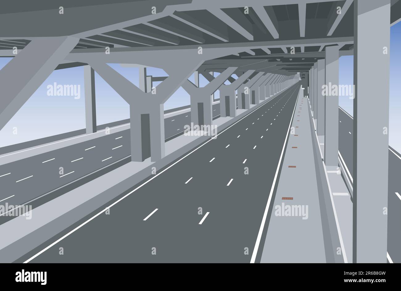 Vector illustration d'un niveau inférieur de l'autoroute carless Illustration de Vecteur