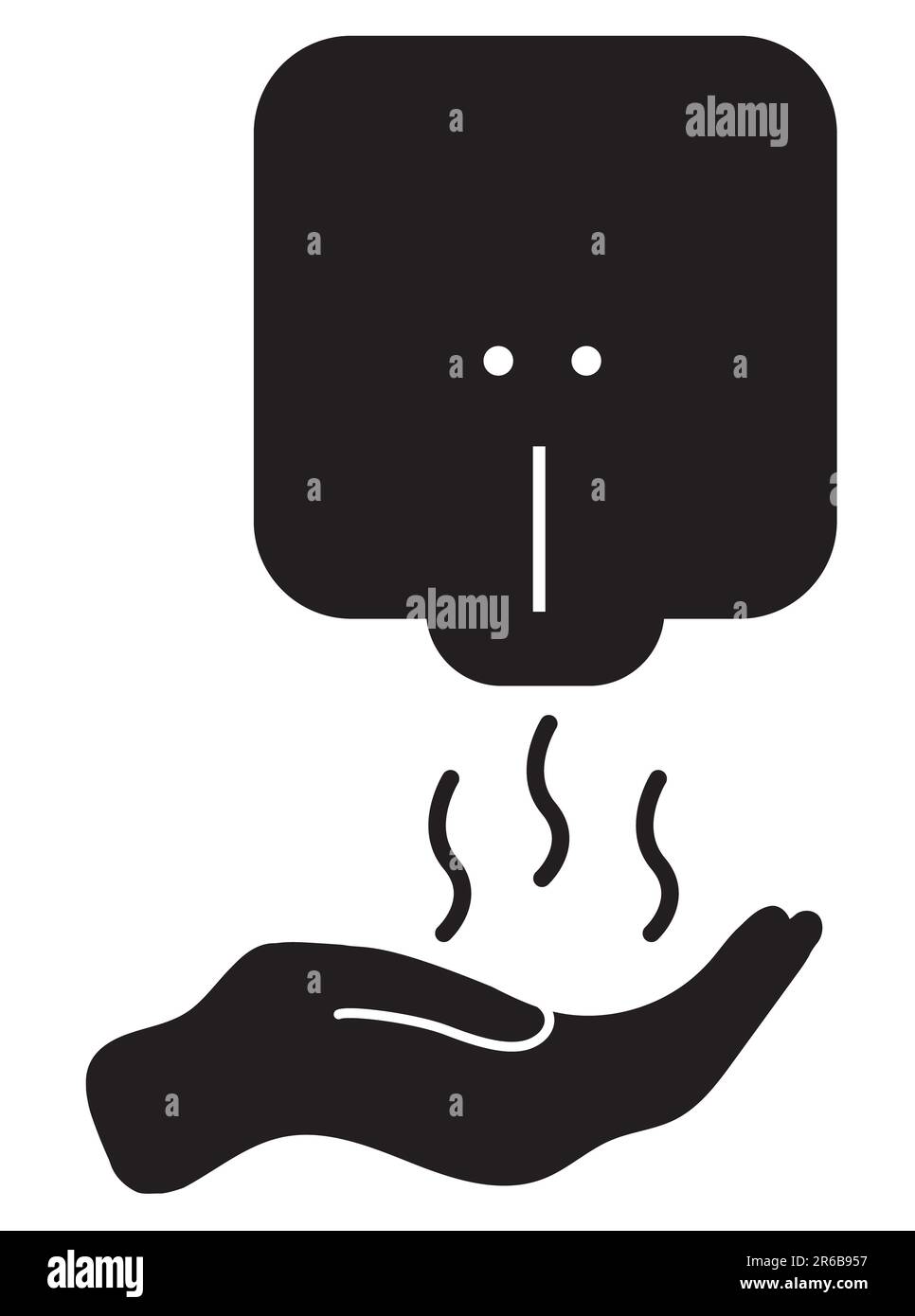 Icône du sèche-mains. Panneau mains sous le sèche-mains. Symbole de la machine du sèche-mains. style plat. Banque D'Images